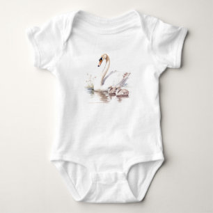 Momma and Baby Swans, Geese, Duckling, Baby Gift Bodysuit