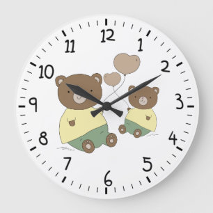 Momma and Baby Teddy Bear Large Clock