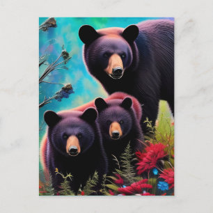 Momma Bear and cubs Postcard