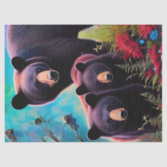 Momma Bear and cubs Tissue Paper (Front)