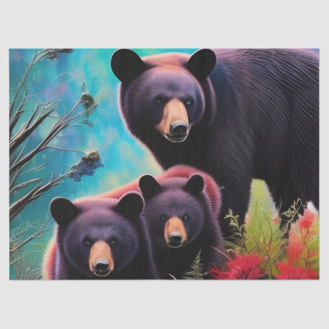 Momma Bear and cubs Tissue Paper (Front)