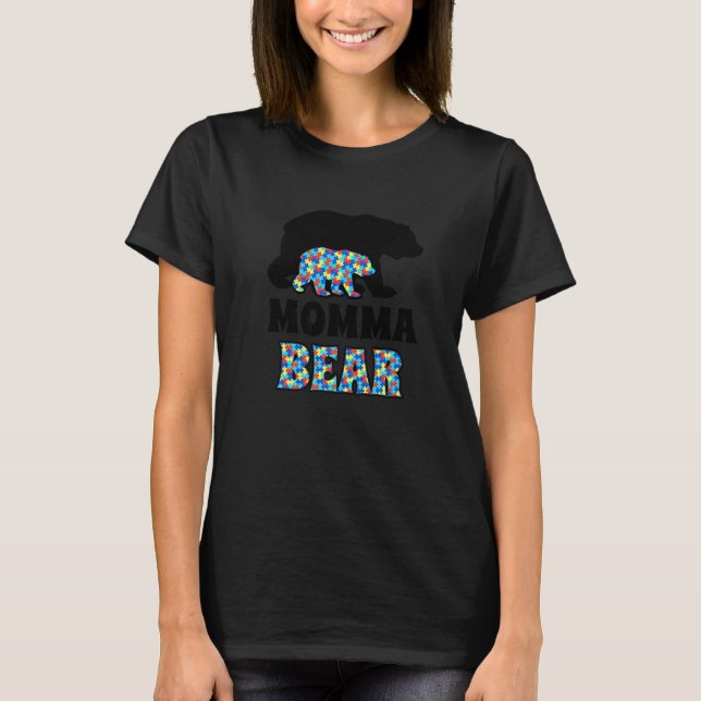 Momma Bear Autism Awareness T-Shirt (Front)