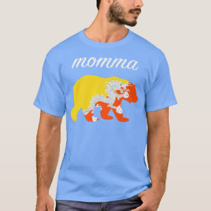Momma Bear Bhutan Flag Bhutanese Roots Premium 143 T-Shirt