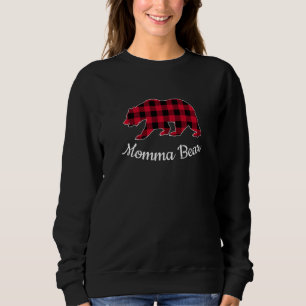 Momma Bear Christmas Pajama Red Buffalo Plaid Sweatshirt