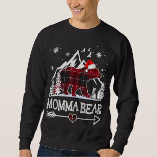 Momma Bear Christmas Pajama Red Plaid Buffalo Fami Sweatshirt