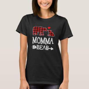 Momma Bear Christmas Pajama Red Plaid Buffalo T-Shirt