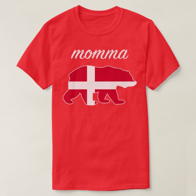 Momma Bear Denmark Flag Danish Roots Premium 1432  T-Shirt (Design Front)