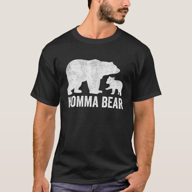 Momma Bear Mothers Day S, Funny Cub Kid Grandma T-Shirt (Front)