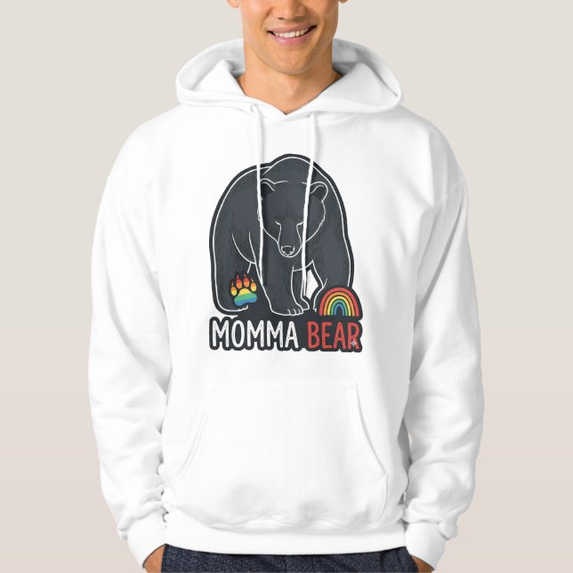 Momma Bear Rainbow Vintage Engraving Shirt Design  (Front)