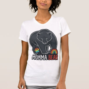 Momma Bear Rainbow Vintage Engraving Shirt Design 