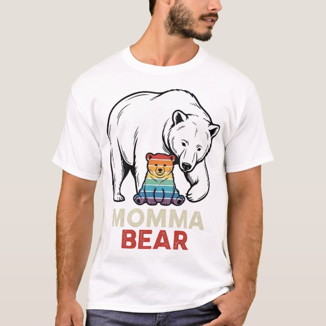 Momma Bear Rainbow Vintage Engraving Shirt Design_ (Front)