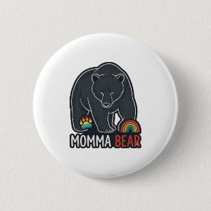 Momma Bear Rainbow Vintage Engraving Shirt Design 6 Cm Round Badge