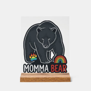 Momma Bear Rainbow Vintage Engraving Shirt Design Acrylic Sign