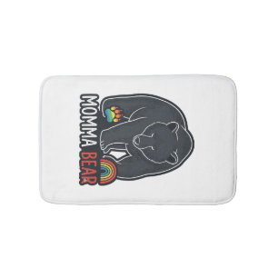 Momma Bear Rainbow Vintage Engraving Shirt Design Bath Mat