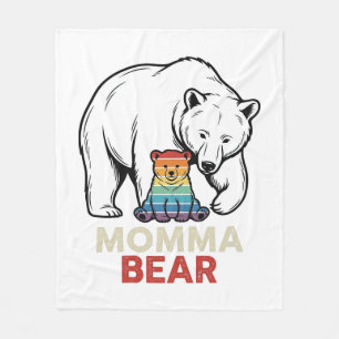 Momma Bear Rainbow Vintage Engraving Shirt Design_ Fleece Blanket