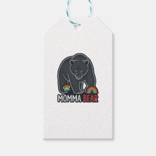 Momma Bear Rainbow Vintage Engraving Shirt Design  Gift Tags