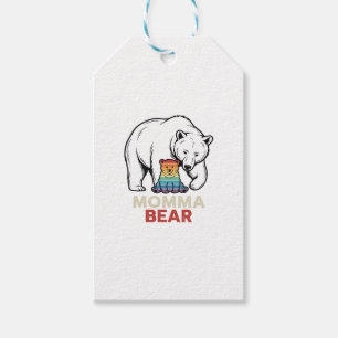 Momma Bear Rainbow Vintage Engraving Shirt Design_ Gift Tags