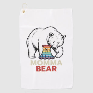 Momma Bear Rainbow Vintage Engraving Shirt Design_ Golf Towel