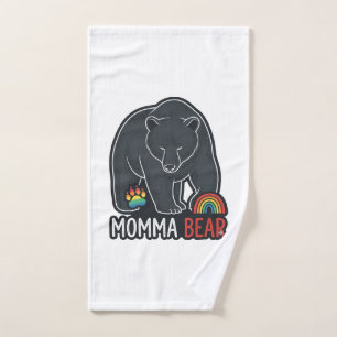 Momma Bear Rainbow Vintage Engraving Shirt Design Hand Towel