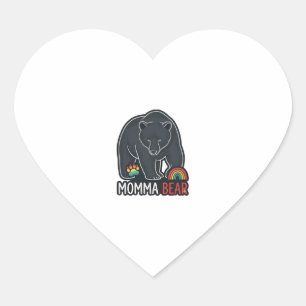 Momma Bear Rainbow Vintage Engraving Shirt Design Heart Sticker