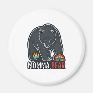 Momma Bear Rainbow Vintage Engraving Shirt Design  Magnet