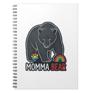 Momma Bear Rainbow Vintage Engraving Shirt Design Notebook