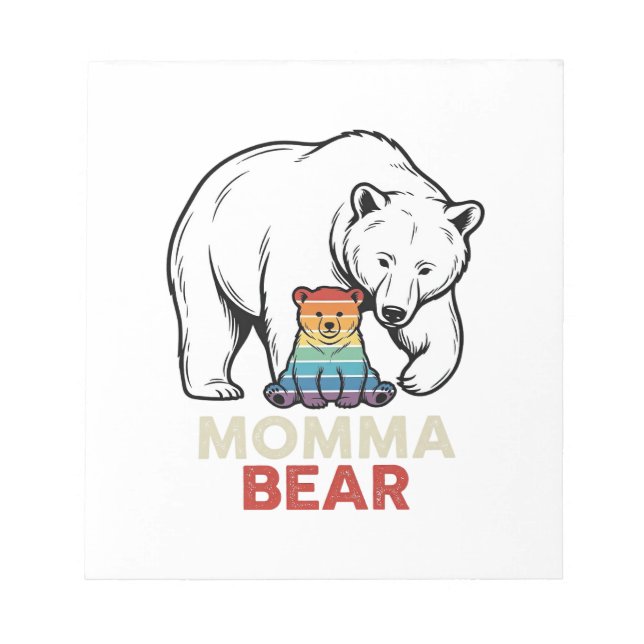 Momma Bear Rainbow Vintage Engraving Shirt Design_ Notepad (Front)