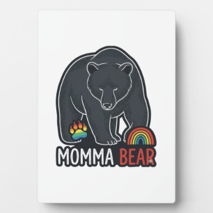 Momma Bear Rainbow Vintage Engraving Shirt Design Plaque
