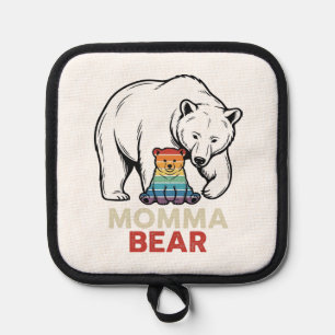 Momma Bear Rainbow Vintage Engraving Shirt Design_ Pot Holder
