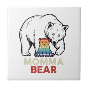 Momma Bear Rainbow Vintage Engraving Shirt Design_ Tile