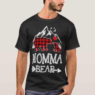 Momma Bear , Red Buffalo Plaid Grandma Bear Pajama T-Shirt