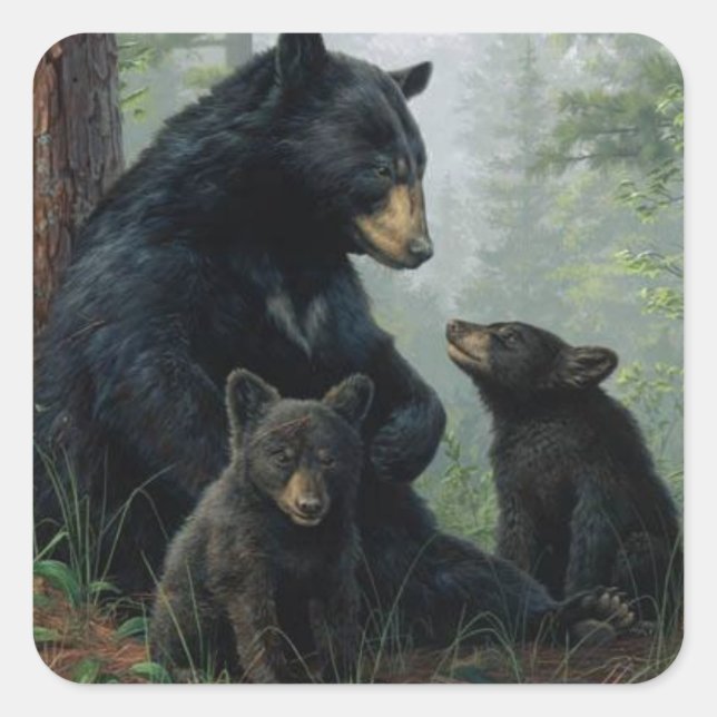 Momma Bear Square Sticker (Front)
