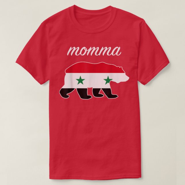 Momma Bear Syria Flag Syrian Roots  T-Shirt (Design Front)