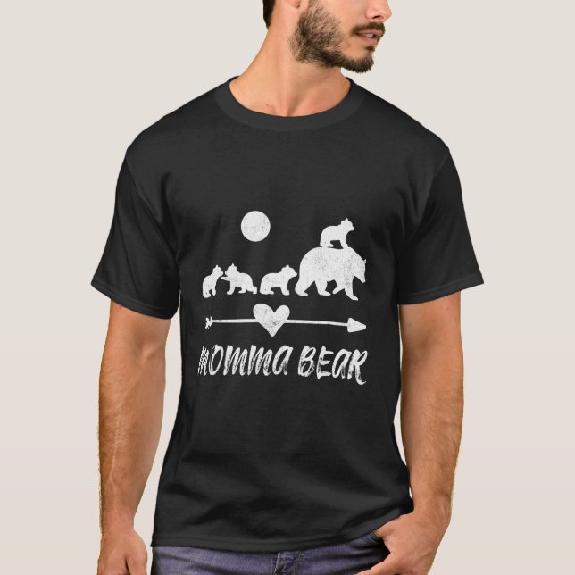 Momma Bear With Four Bear Cubs T-Shirt (Front)