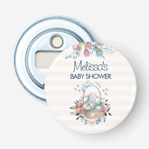 Momma Bunny in Basket & Tulip Florals Baby Shower Bottle Opener