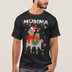 Momma  Christmas Llama Lights Matching Family T-Shirt