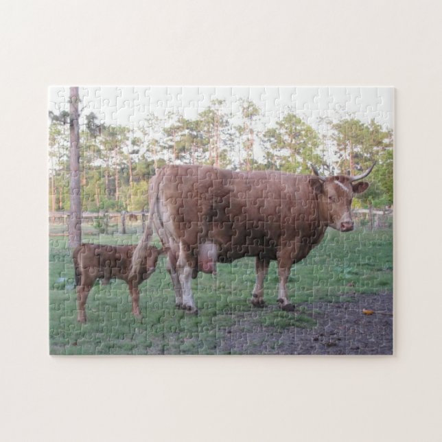 Momma Cow and Calf Puzzle (Horizontal)