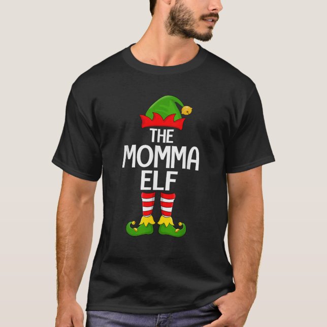 Momma Elf Xmas Matching Family Elf Squad Christmas T-Shirt (Front)