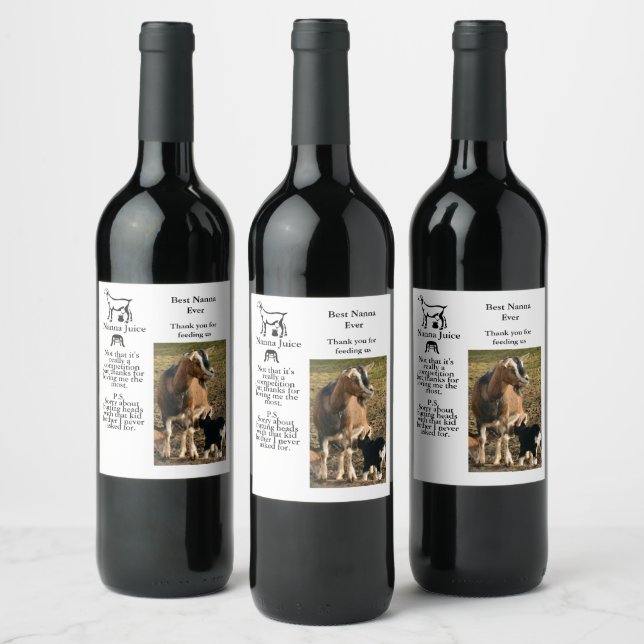 Momma Goat Best Nanna Ever Photo Name Wine Label (Bottles)