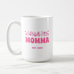 Momma Groovy Flower Vintage Pink Floral Custom Mom Coffee Mug