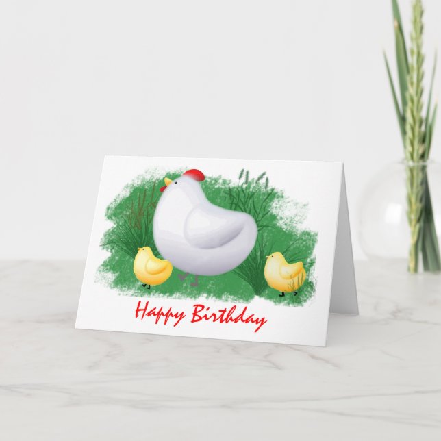 Momma Hen and Chicks Birthday Card (Front)