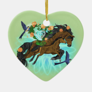 Momma Horse and foal Ceramic Tree Decoration