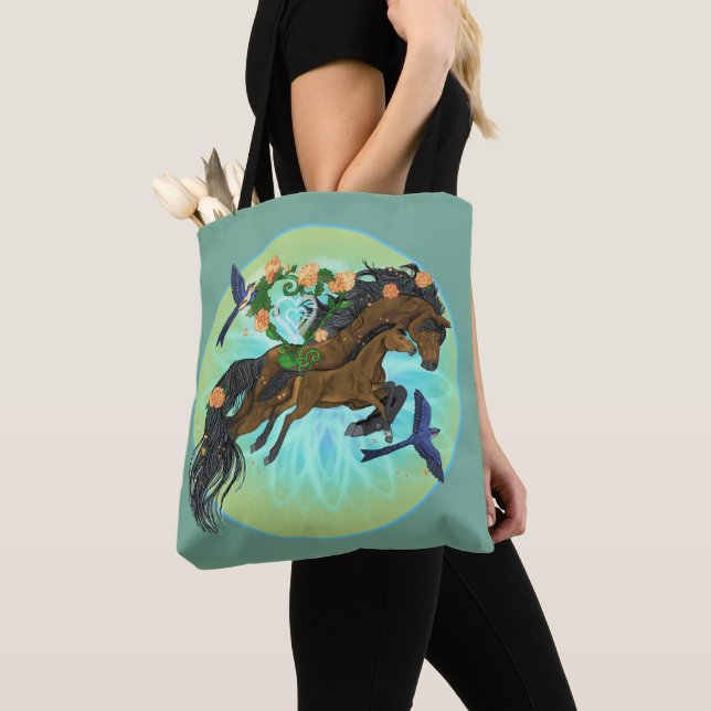 Momma Horse and foal Tote Bag (Close Up)
