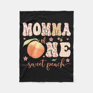 Momma Of One Sweet Peach 1st Birthday Girl Party Fleece Blanket