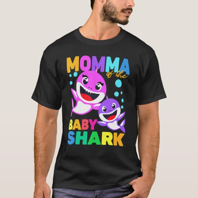 Momma Of The Baby Birthday Shark Momma Shark Chris T-Shirt (Front)