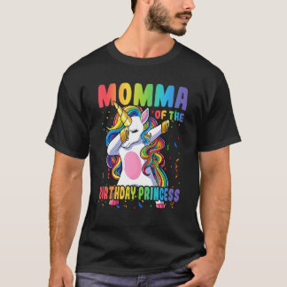 Momma Of The Birthday Princess Dabbing Unicorn Gir T-Shirt