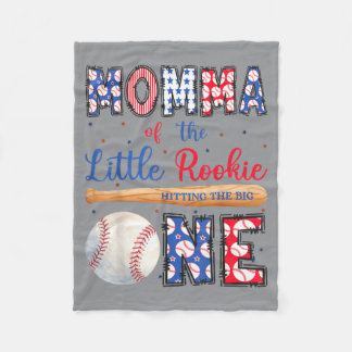 Momma Of The One Little Rookie Baseball 1st Fleece Blanket
