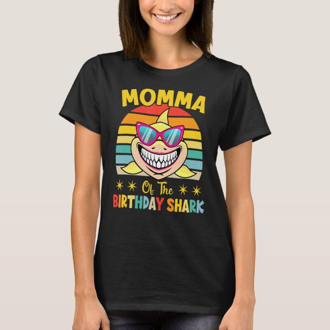 Momma Of The Shark Birthday Family Matching Birthd T-Shirt (Front)