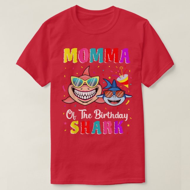 Momma Of The Shark Birthday Family Matching Birthd T-Shirt (Design Front)