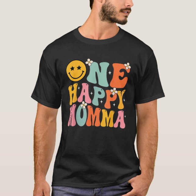 Momma One Happy Dude Dada 1st Birthday Family Matc T-Shirt (Front)